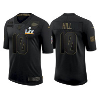 Personalized Men’s Kansas City Chiefs #10 Tyreek Hill Black Salute To Service 2021 Super Bowl LV Jersey