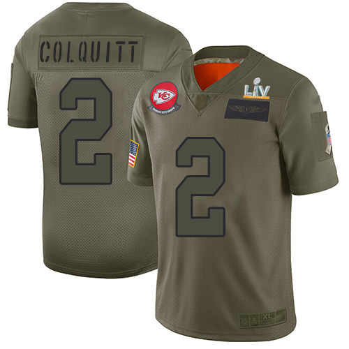 Personalized Chiefs #2 Dustin Colquitt Camo Men’s Super Bowl LV Bound Stitched NFL Limited 2019 Salute To Service Jersey