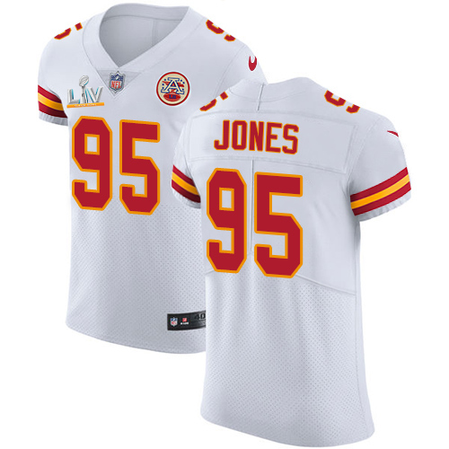Personalized Chiefs #95 Chris Jones White Men’s Super Bowl LV Bound Stitched NFL New Elite Jersey