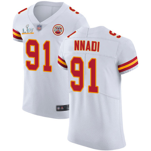 Personalized Chiefs #91 Derrick Nnadi White Men’s Super Bowl LV Bound Stitched NFL New Elite Jersey