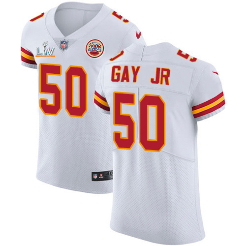 Personalized Chiefs #50 Willie Gay Jr. White Men’s Super Bowl LV Bound Stitched NFL New Elite Jersey