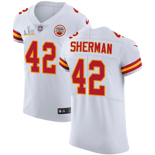 Personalized Chiefs #42 Anthony Sherman White Men’s Super Bowl LV Bound Stitched NFL New Elite Jersey