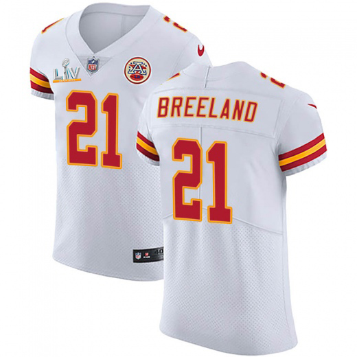 Personalized Chiefs #21 Bashaud Breeland White Men’s Super Bowl LV Bound Stitched NFL New Elite Jersey