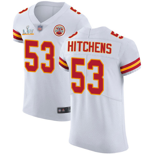 Personalized Chiefs #53 Anthony Hitchens White Men’s Super Bowl LV Bound Stitched NFL New Elite Jersey