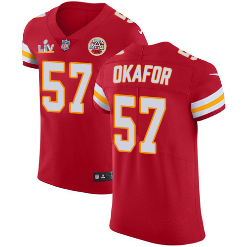 Personalized Chiefs #57 Alex Okafor Red Team Color Men’s Super Bowl LV Bound Stitched NFL Untouchable Elite Jersey