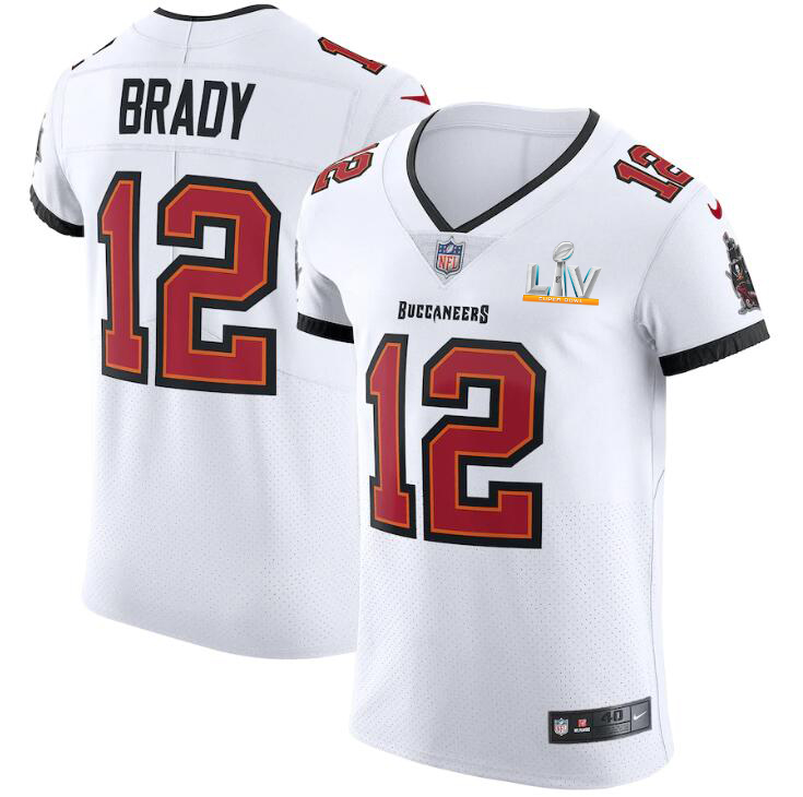 Personalized Tampa Bay Buccaneers #12 Tom Brady Men’s Super Bowl LV Bound White Elite Jersey