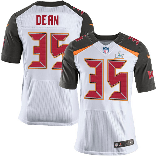 Personalized Buccaneers #35 Jamel Dean White Men’s Super Bowl LV Bound Stitched NFL New Elite Jersey
