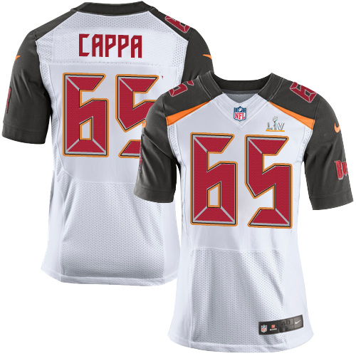 Personalized Buccaneers #65 Alex Cappa White Men’s Super Bowl LV Bound Stitched NFL New Elite Jersey