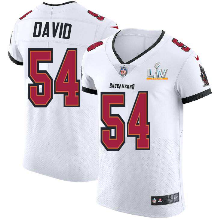 Personalized Tampa Bay Buccaneers #54 Lavonte David Men’s Super Bowl LV Bound White Elite Jersey