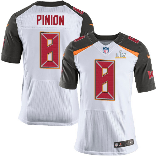 Personalized Buccaneers #8 Bradley Pinion White Men’s Super Bowl LV Bound Stitched NFL New Elite Jersey