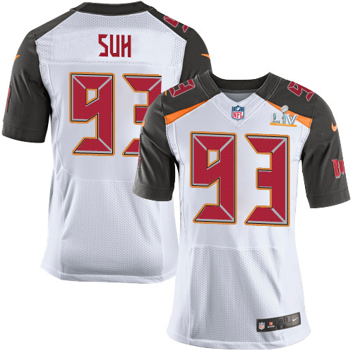 Personalized Buccaneers #93 Ndamukong Suh White Men’s Super Bowl LV Bound Stitched NFL New Elite Jersey