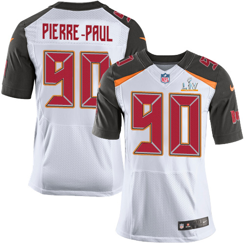 Personalized Buccaneers #90 Jason Pierre-Paul White Men’s Super Bowl LV Bound Stitched NFL New Elite Jersey