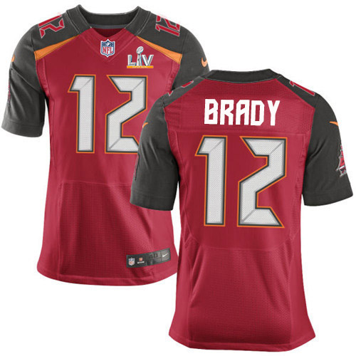 Personalized Buccaneers #12 Tom Brady Red Team Color Men’s Super Bowl LV Bound Stitched NFL Untouchable Elite Jersey