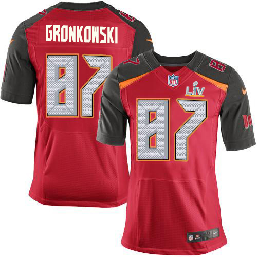 Personalized Buccaneers #87 Rob Gronkowski Red Team Color Men’s Super Bowl LV Bound Stitched NFL Untouchable Elite Jersey