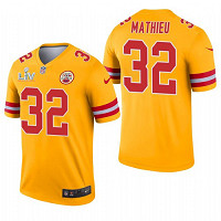 Personalized Men’s Kansas City Chiefs Tyrann Mathieu Gold Inverted 2021 Super Bowl LV Jersey
