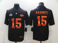 Personalized Men’s Kansas City Chiefs #15 Patrick Mahomes Black Fashion 2021 Super Bowl LV Jersey
