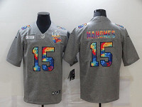 Personalized Men’s Kansas City Chiefs #15 Patrick Mahomes Gray Crucial Catch 2021 Super Bowl LV Jersey