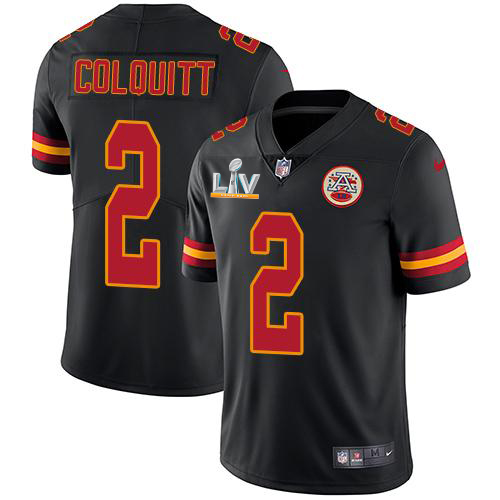 Personalized Chiefs #2 Dustin Colquitt Black Men’s Super Bowl LV Bound Stitched NFL Limited Rush Jersey