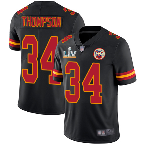 Personalized Chiefs #34 Darwin Thompson Black Men’s Super Bowl LV Bound Stitched NFL Limited Rush Jersey