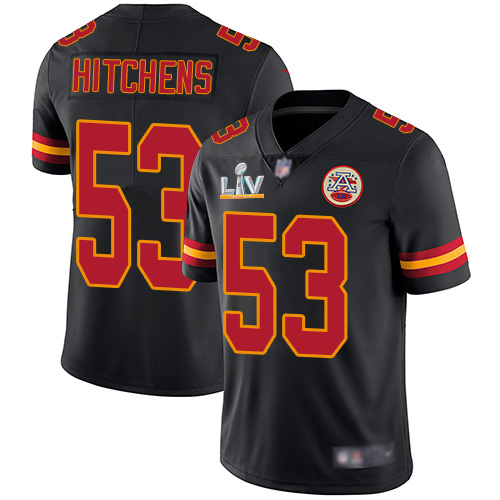 Personalized Chiefs #53 Anthony Hitchens Black Men’s Super Bowl LV Bound Stitched NFL Limited Rush Jersey