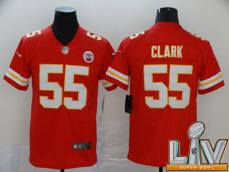 Personalized Cheap Super Bowl LV 2021 Men Kansas City Chiefs 55 Clark Red Untouchable Limited NFL Jersey
