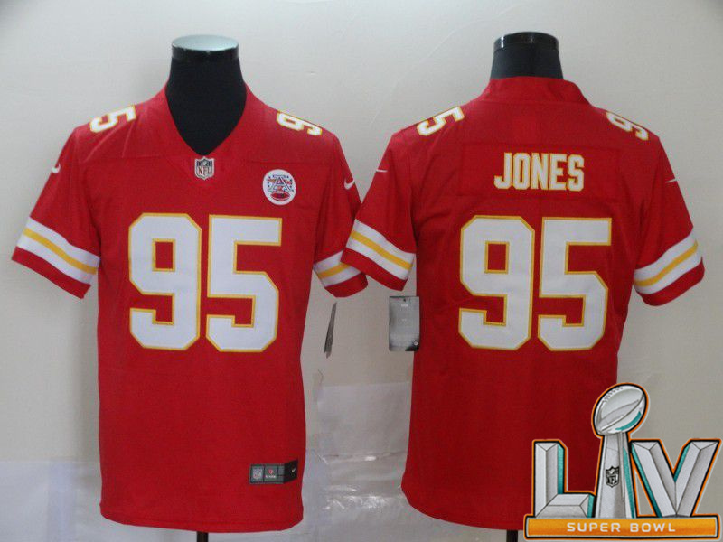 Personalized Cheap Super Bowl LV 2021 Men Kansas City Chiefs 95 Jones Red Untouchable Limited NFL Jersey