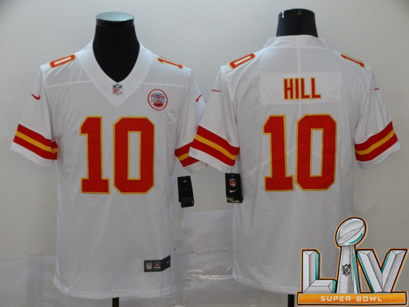 Personalized Cheap Super Bowl LV 2021 Men Kansas City Chiefs 10 Hill White Untouchable Limited NFL Jersey