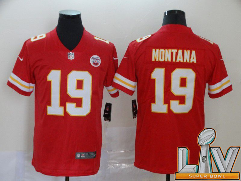 Personalized Cheap Super Bowl LV 2021 Men Kansas City Chiefs 19 Montana Red Untouchable Limited NFL Jersey