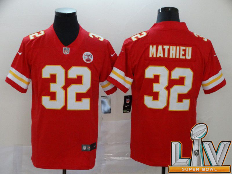 Personalized Cheap Super Bowl LV 2021 Men Kansas City Chiefs 32 Mathieu Red Untouchable Limited NFL Jersey
