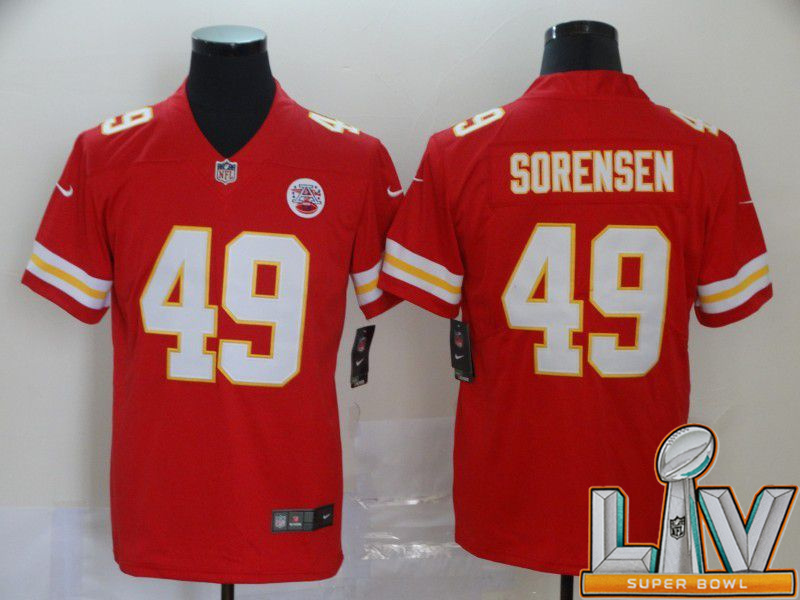 Personalized Cheap Super Bowl LV 2021 Men Kansas City Chiefs 49 Sorensen Red Untouchable Limited NFL Jersey