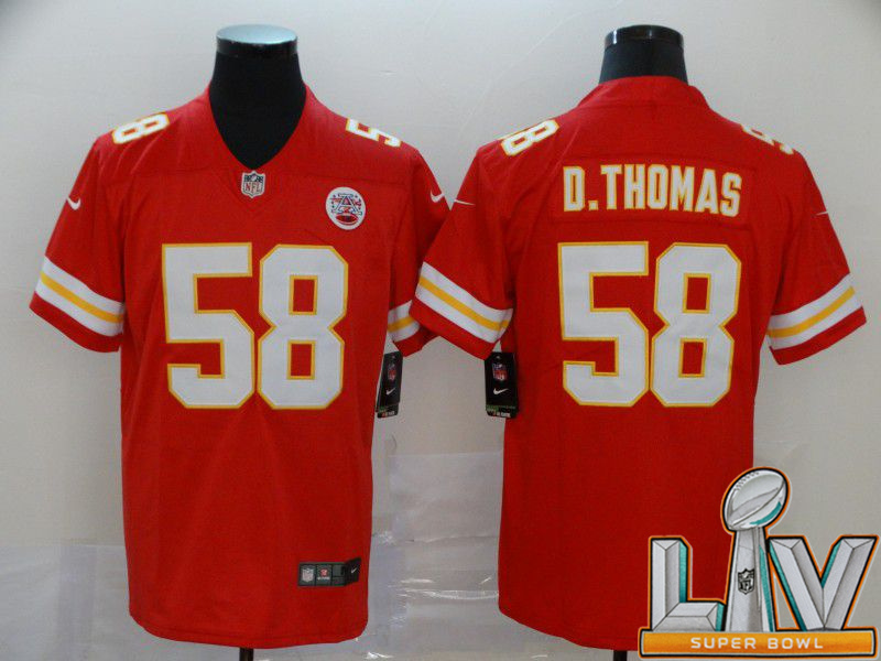 Personalized Cheap Super Bowl LV 2021 Men Kansas City Chiefs 58 D.Thomas Red Untouchable Limited NFL Jersey