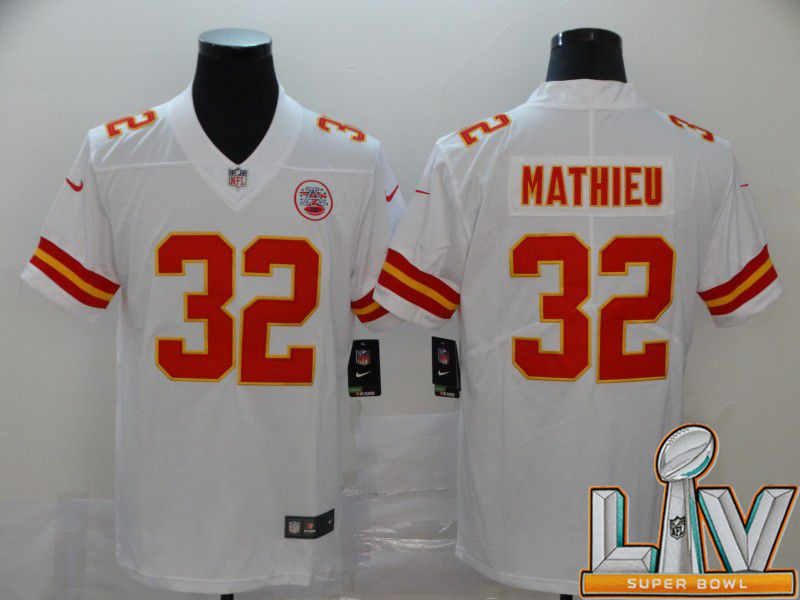 Personalized Cheap Super Bowl LV 2021 Men Kansas City Chiefs 32 Mathieu White Untouchable Limited NFL Jersey