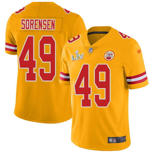 Personalized Chiefs #49 Daniel Sorensen Gold Men’s Super Bowl LV Bound Stitched NFL Limited Inverted Legend Jersey
