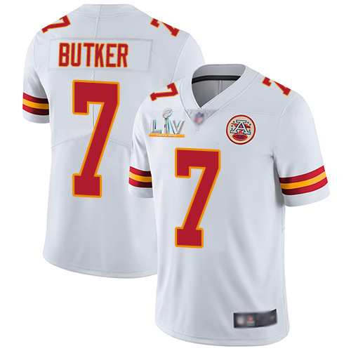 Personalized Chiefs #7 Harrison Butker White Men’s Super Bowl LV Bound Stitched NFL Untouchable Limited Jersey