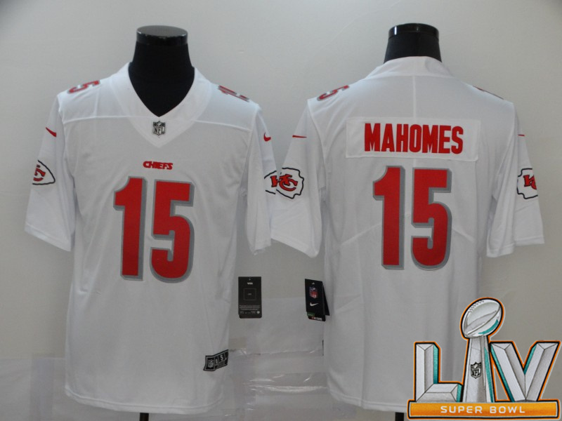 Personalized Super Bowl LV 2021 Men Kansas City Chiefs 15 Mahomes white Untouchable Stitched Limited NFL Jerseys
