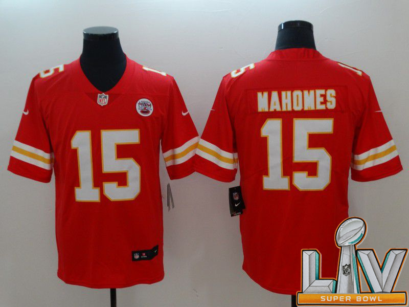 Personalized Cheap Super Bowl LV 2021 Men Kansas City Chiefs 15 Mahomes Red Untouchable Player Limited NFL Jerseys