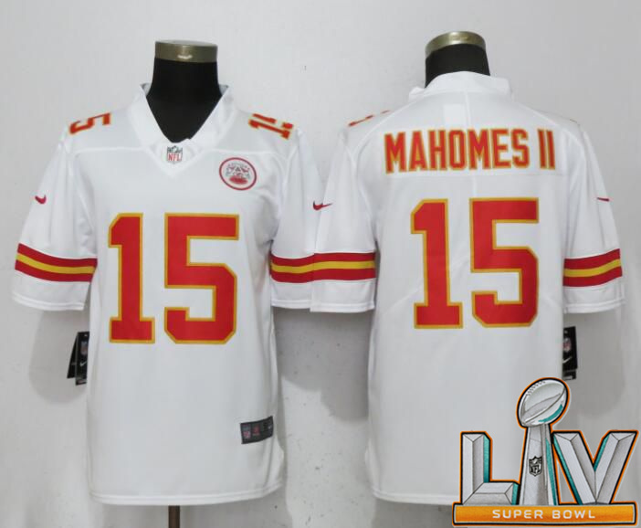 Personalized Cheap Super Bowl LV 2021 Men Kansas City Chiefs 15 Mahomes ll White Untouchable Player Limited NFL Jerseys