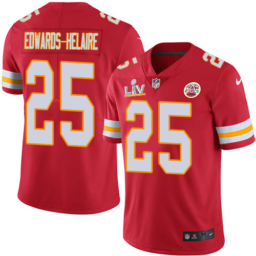 Personalized Chiefs #25 Clyde Edwards-Helaire Red Team Color Men’s Super Bowl LV Bound Stitched NFL Untouchable Limited Jersey