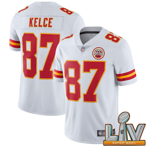 Personalized Cheap Super Bowl LV 2021 Men Kansas City Chiefs 87 Kelce Travis White Untouchable Limited Player Football NFL Jersey