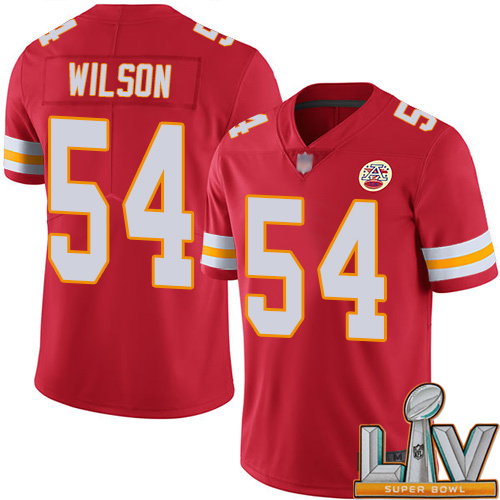 Personalized Cheap Super Bowl LV 2021 Men Kansas City Chiefs 54 Wilson Damien Red Team Color Untouchable Limited Player NFL Jersey