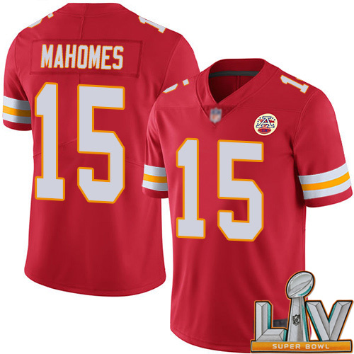 Personalized Cheap Super Bowl LV 2021 Youth Kansas City Chiefs 15 Mahomes Patrick Red Team Color Untouchable Limited Player Football NFL Jersey