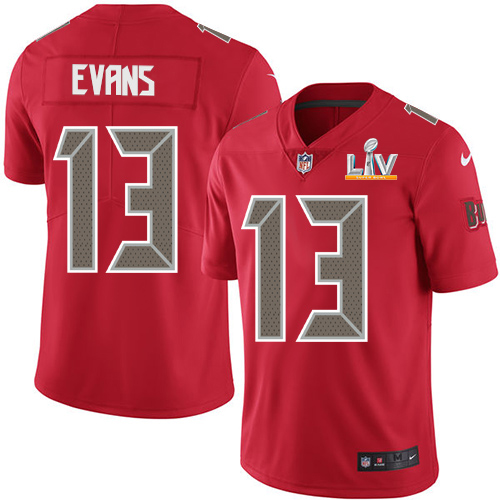 Personalized Buccaneers #13 Mike Evans Red Youth Super Bowl LV Bound Stitched NFL Limited Rush Jersey