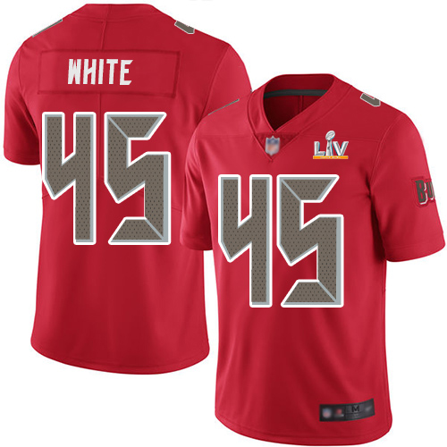 Personalized Buccaneers #45 Devin White Red Youth Super Bowl LV Bound Stitched NFL Limited Rush Jersey