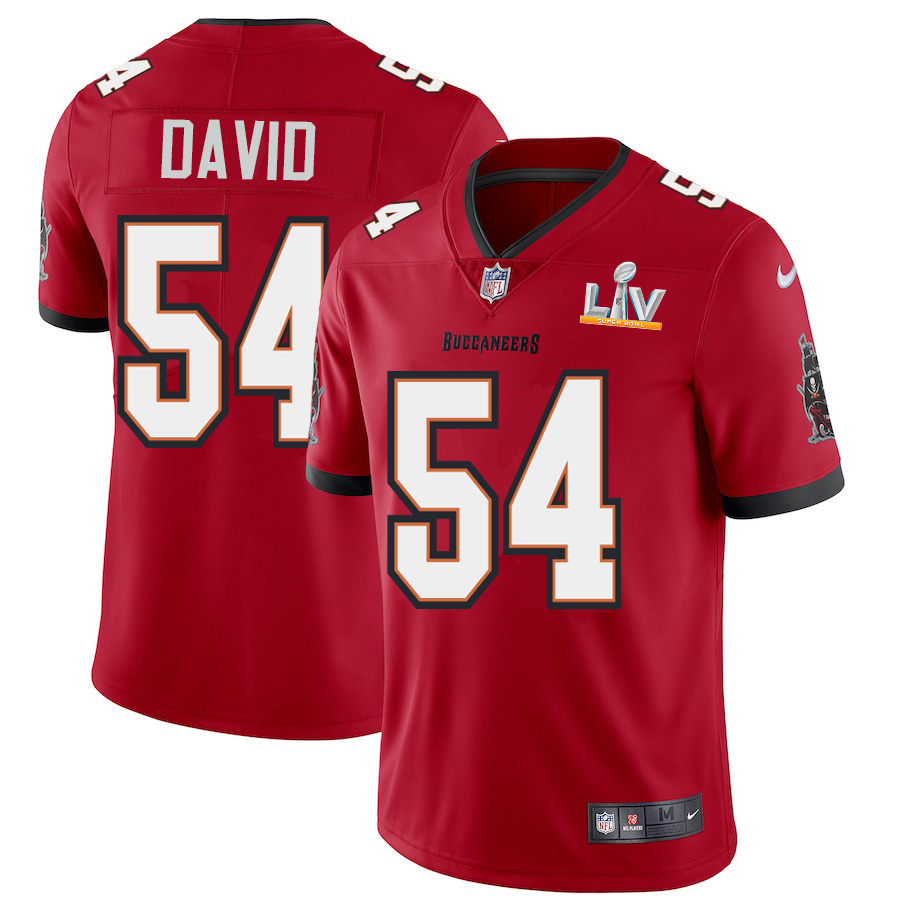 Personalized Tampa Bay Buccaneers #54 Lavonte David Youth Super Bowl LV Bound Red Limited Jersey