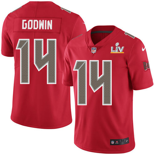 Personalized Buccaneers #14 Chris Godwin Red Youth Super Bowl LV Bound Stitched NFL Limited Rush Jersey