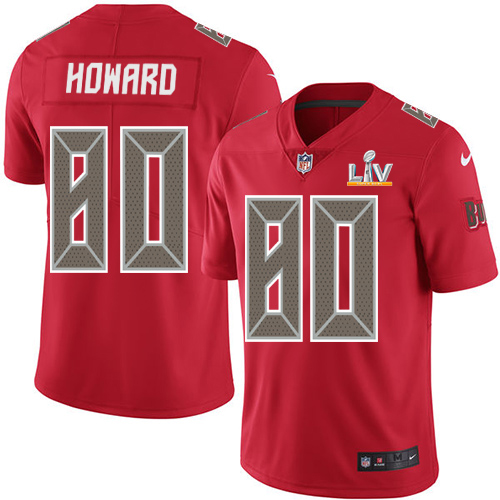 Personalized Buccaneers #80 O. J. Howard Red Youth Super Bowl LV Bound Stitched NFL Limited Rush Jersey