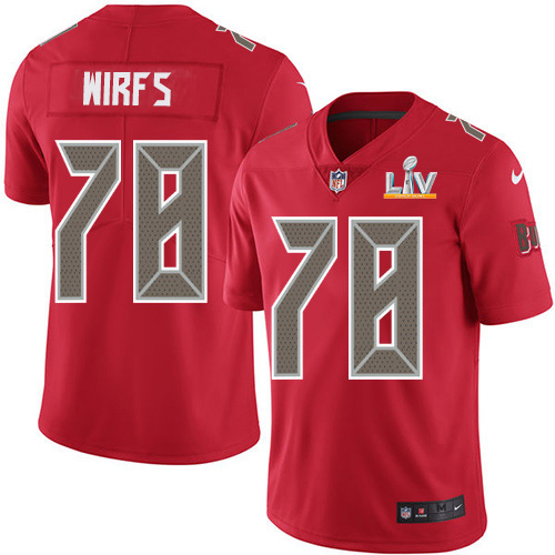 Personalized Buccaneers #78 Tristan Wirfs Red Youth Super Bowl LV Bound Stitched NFL Limited Rush Jersey