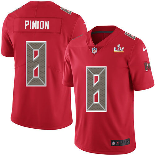 Personalized Buccaneers #8 Bradley Pinion Red Youth Super Bowl LV Bound Stitched NFL Limited Rush Jersey