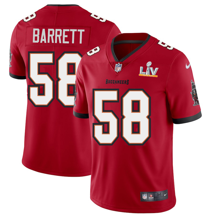 Personalized Tampa Bay Buccaneers #58 Shaquil Barrett Youth Super Bowl LV Bound Red Limited Jersey