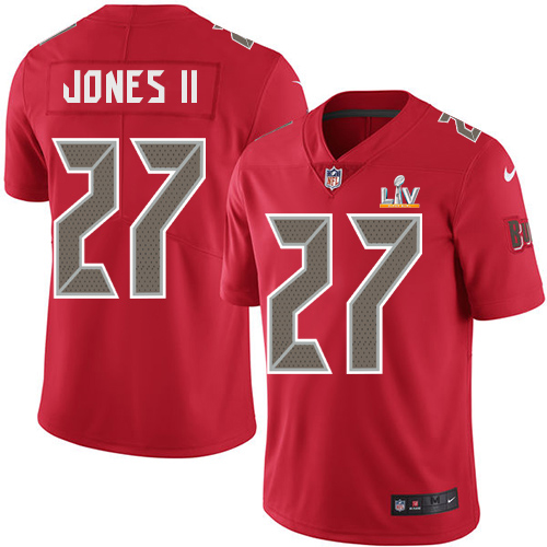 Personalized Buccaneers #27 Ronald Jones II Red Youth Super Bowl LV Bound Stitched NFL Limited Rush Jersey